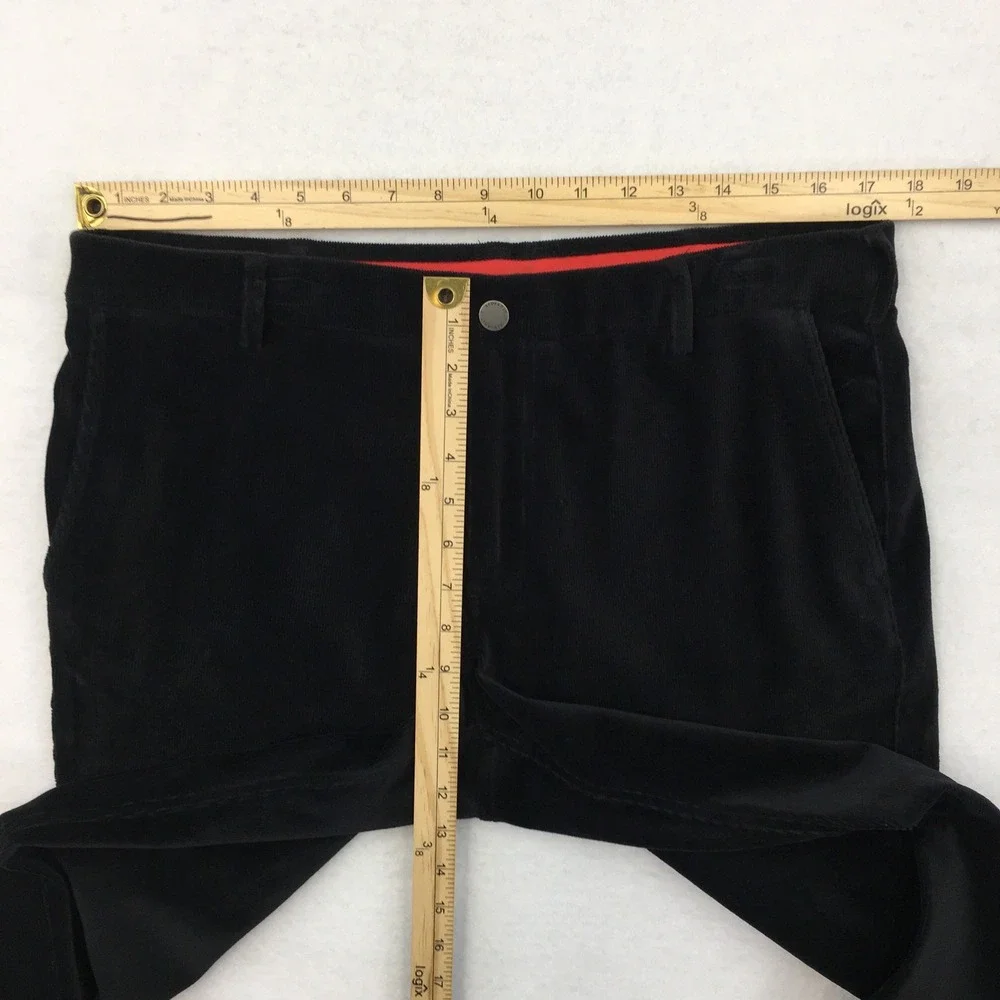 Redvanly Mens Black Velvet Corduroy Golf Pants Size 34 Large Slim Fit Stretch